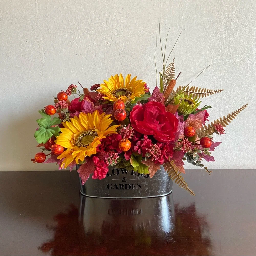 Faux Floral Bouquet with Sunflowers/Peonies